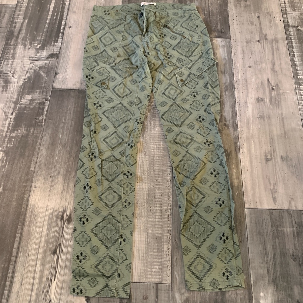 Rewind Green Patterned Straight Leg Pants